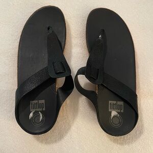 Fitflips black leather sandal size 10